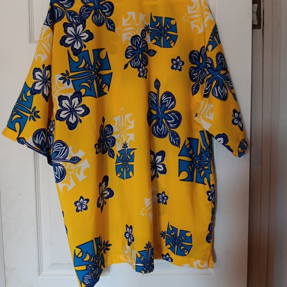J/E/T Streetwear Men's Hawaiian Top Yellow And Blue Size XLarge.  New without ta - Picture 2 of 6